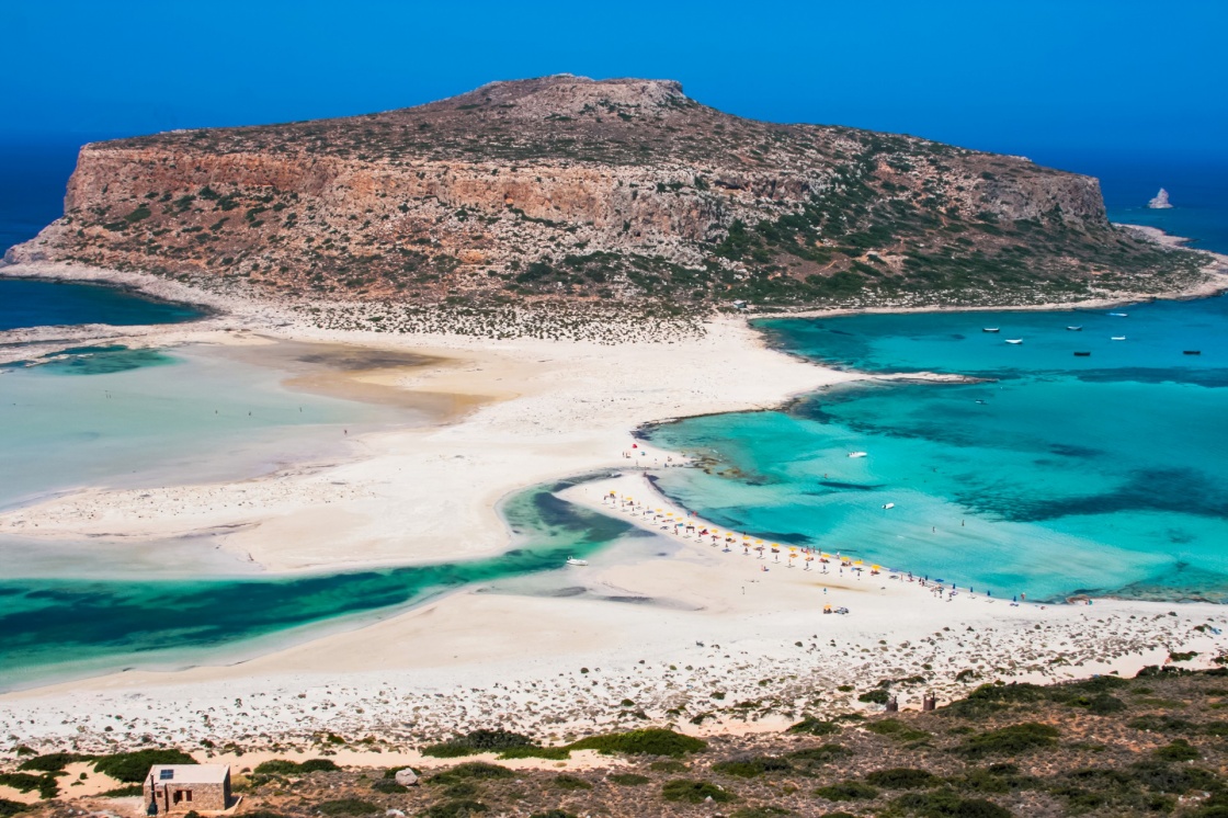 'Fantastic panorama of Balos Lagoon and Gramvousa island on Crete, Greece. Cap tigani in the center' - Chania